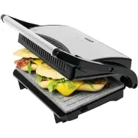 Cecotec Rockn’Grill, Schwarz, Edelstahl, Rechteckig, Gitter, Schwimmender Deckel, 4 Bein(e), 1000 W