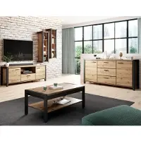 Lomadox Wohnwand Set inkl. Couchtisch und Sideboard ACCRA-83 in Taurus Eiche Nb., B/H/T: ca. 180/128/41 cm