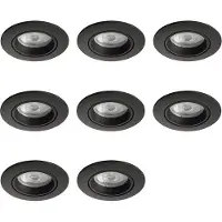 Lybardo 8-er Set LED-Einbauleuchte - Einbauleuchte Costa - Kippbar - Rund - Sand Schwarz