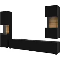 Meublorama DL-HA-AVA-24WNLM05-07-40*3C/70KG, 6 Regale, 3 Tür(en), Schwarz, Mitteldichte Faserplatte (MDF), 350 mm, 2200 mm