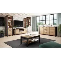 Meublorama DL-HA-AKTIV-24TWLK05-26-41-87-87-99+LED-25MTBI49*10C/299KG, 2 Regale, 5 Tür(en), Braun, Mitteldichte Faserplatte (MDF), 5 Schublade(n), 400 mm