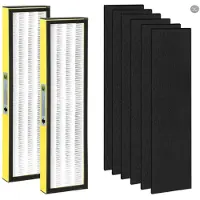 JORMFTTE Luftreiniger-Filterelement, 2 gelbe Ersatzfilter und 6 schwarze Aktivkohle-Baumwollstücke
