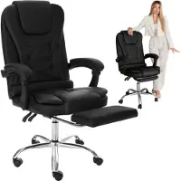Di volio Bürostuhl Baldo schwarz, ergonomischer Schreibtischstuhl mit Sitzhöhenverstellung und Fußstütze, max. Körpergewicht 150 kg, robuste Konstruktion