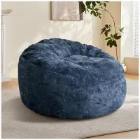 SUCCESS COURIER Bean Bag Chair, hohe Ruckenlehne, konturierend, koerperunterstuetzend, 103 x 103 x 65 cm, Blau