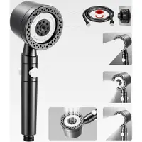 Markenlos Duschkopf mit Filter und 15-stufiger Filtration, Hochdruck-Handbrause mit 1,5 m Schlauch, 6 Strahlarten, wassersparend, entfernt hartes Wasser, Chlor und Schwermetalle