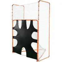 Vevor 3-IN-1 Lacrosse Goal with Backstop and Target, 12' x 9' Lacrosse Net, Steel Frame Backyard Lacrosse Rebounder Equipment, Quick & Easy Setup Training Net, Perfect for Youth Adult Training, Orange