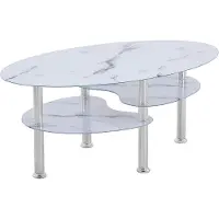HOOZ Couchtisch 98x55cm Marmor weiß mit Ablage