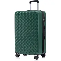 YONSLY Koffer Trolley Reisekoffer Suitcase, Rollkoffer Handgepäck ,mit 4 Rollen360°, Hartschalenreisekoffer, Zahlenschloss, Weicher Gummigriff (XL,Dunkelgrün