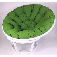 Rattani Rattan Papasansessel,Papasan Durchmesser 110 cm, Fb. weiß lackiert, Polster Uni Living 193 dunkel grün