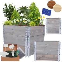 MODO24 Hochbeet Holz, Pflanzrahmen, Kräuterbeet, Gemüsebeet, Massivholz Kiefer, Garten, 60x60x80 cm, Grau, ZP10