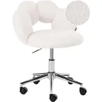 Beliani Schreibtischstuhl Weiss Bouclé Gepolstert Drehbar Höhenverstellbar Rollbar Wolkenform ohne Armlehnen Luxus Homeoffice Kinderzimmer