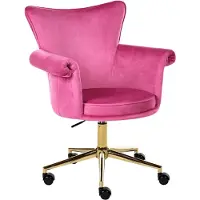 Beliani Schreibtischstuhl Fuchsia Samt Gepolstert Drehbar Höhenverstellbar Rollbar mit Armlehnen Luxus Homeoffice Schminkstuhl Make-up Drehstuhl