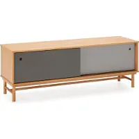 VS VENTA-STOCK Tv Möbel Magnus 2 Schiebetüren Grau, Massivholz, 140 cm (B) 40 cm (T) 50 cm (H)