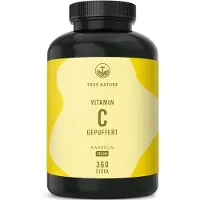 True Nature Vitamin C gepuffert Testsieger - 1000mg hochdosiert bis zu 1 Jahr Vorrat 360 St Kapseln