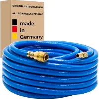 AWM Druckluftschlauch 9 x 14 mm - 30 m, Blau inkl. Schnellkupplung (1/4") Druckschlauch Luftschlauch Gewebeschlauch Kompressorschlauch- Germany