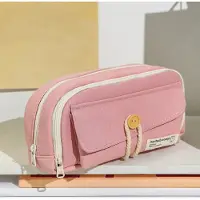 Mc star Student Niedlichen Bleistift Tasche Knopf Baumwolle Kordel Stoff Briefpapier Tasche Schule Liefert Große Kapazität Aufbewahrung Tasche, rosa