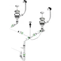 Alveus Doppelsiphon / Pop-up siphon / Ab- und Überlaufgarnitur mit Drehexcenter und Doppelsiphon für die Spülen QUADRIX, GLASSIX 20 und VARIANT