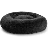 POOM Hundebett SD – Flauschiges Donut-Kissen aus langem Plüsch, waschbares Katzen- und Hundebett in verschiedenen Größen (S ?40cm, Dunkelgrau)