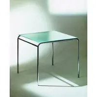 Graepel Tempesta edler Indoor Tisch verchromt mit Tischfläche aus Sekuritglas