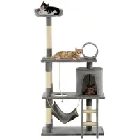 Markenlos Katzenbaum mit Sisal-Kratzsäulen, 140 cm, Grau