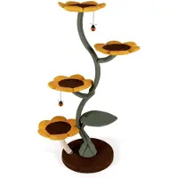 Markenlos 175 cm hoher Kratzbaum im Blumen-Design mit weichem Bezug und Kippschutz, stabiler Katzenkratzbaum mit 2 Hängekugeln und Kratzpfosten, Katzenmöbel für drinnen