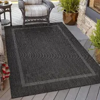 HomebyHome In- & Outdoor Teppich - Wetterfestes Flachgewebe in Sisal-Optik mit Bordüre, Küchenteppich, Terrasse, Wohnzimmer Grösse: 120x170 cm