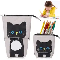 Mc star Federmäppchen, Federtaschen, Schulsachen Federmäppchen Mädchen Katze Bleistifthalter, für Schülerin Teenager Erwachsenenschulbüro Kindergarten, schwarz