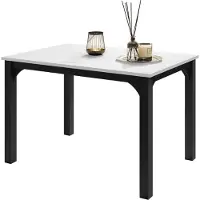Mirjan 24 Tisch Focus 120, Wohnzimmer Tisch, Beine und Seiten aus Stahl (Farbe: Schwarz / Arktisches Weiß)