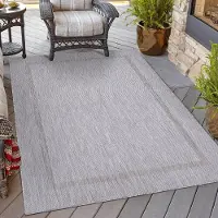 HomebyHome In- & Outdoor Teppich - Wetterfestes Flachgewebe in Sisal-Optik mit Bordüre, Küchenteppich, Terrasse, Wohnzimmer Grösse: 160x230 cm