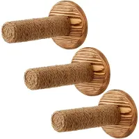 Markenlos Set aus 3 Wandmontierbaren Rund-Sisal-Seil-Katzenstufen - Massivholz Katzenwandmöbel - Wandmontierter Katzenbaum zum Klettern und Kratzen für Innenkatzen