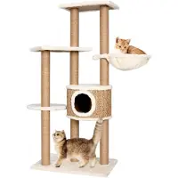 Markenlos Katzenkratzbaum 126 cm aus Seegras, Katzenmöbel, Kratztonne für Katzen, Aktivitätskratzbäume, Katzenzubehör