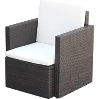 Syfax Gartenstuhl mit Polstern und Kissen Poly Rattan Braun
