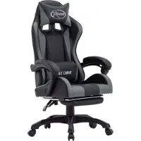 Syfax Gaming-Stuhl mit Fußstütze Grau und Schwarz Kunstleder