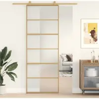 vidaXL Schiebetür Golden 76x205 cm Matt ESG-Glas und Aluminium