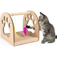 Canadian Cat Company Kratzpappe TIMBER · Kratzbrett mit Fangspiel · ca. 35 x 35 x 36 cm