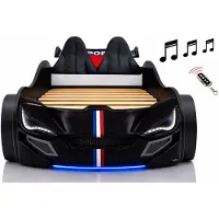 Aileenstore Autobett Kinder 90x200 Jungen LED Leuchte Unterbodenbeleuchtung Sound Fernbedienung, Farbe wählen:Schwarz, Sportsitze:inkl. Sportsitze, Matratze:ohne Matratze, Bettwäsche:ohne Bettwäsche