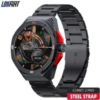 Lixada COMET2 PRO Bluetooth-Anruf-Smartwatch, Sport, Outdoor, Herzfrequenz, Blutdruck, Blutsauerstoff, Gesundheit, Schwarz (Edelstahlarmband)