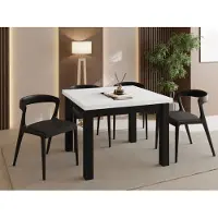 WFL GROUP Quadratischer Esstisch Ausziehbar 100 bis 200 cm – Verlängerbar, für 4-12 Personen mit Schwarzen Holzbeinen – Tisch für Wohnzimmer & Esszimmer in Weiß