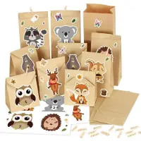 Sonstiges Adventskalender zum Befüllen Kinder 24 Kraftpapiertüten Weihnachtskalender DIY Waldtiere