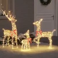 vidaXL "Schlussverkauf" Rentierfamilie mit 300 LEDs 3 Stück - zu Weihnachten - Warmweiß 67x26x127 cm PET C13096