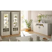 Furn.Design Wohn- und Esszimmer Set 3-teilig "Fiastra" in weiß Pinie Landhaus, Soft-Close