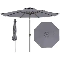 Costway Sonnenschirm 300 cm, Gartenschirm mit Kurbel, beidseitig um 25° knickbar, Terrassenschirm mit 8 Rippen, Balkonschirm, Marktschirm Grau