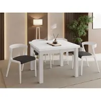 WFL GROUP Quadratischer Esstisch Ausziehbar 100 bis 300 cm – Verlängerbar, für 4-14 Personen mit Weißen Holzbeinen – Tisch für Wohnzimmer & Esszimmer in Weiß