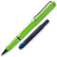 Lamy Tintenroller Safari Grün ROLL-INK Füller ergonomisch mit löschbare Füller Tintenpatrone blau