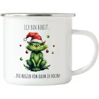 Hey!Print Bin Bereit Die Kugeln Vom Baum Zu Holen Emaille Tasse Katze Katzenbesitzer Dezember Adventszeit