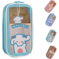 Mc star Kawaii-Federmäppchen, Transparent, Großes Federmäppchen, Ästhetisch, Großes Fassungsvermögen Für Mädchen, blau