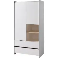 58 aufm Kessel Kleiderschrank Karilynn 90x55x180 Schrank MDF+Massivholz Weiß