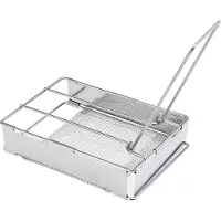 Kkmoon Faltbare Toasterplatte aus rostfreiem Stahl Tragbarer Outdoor-Campingbrot-Toastergrill