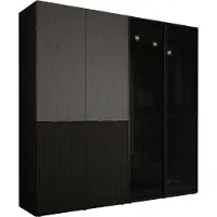 3Xeliving Kleiderschrank, Graphitschwarz, 2 x 100 x 200 x 51 cm