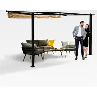 Markenlos Garten Pergola Pavillon Terrassendach Wandpergola Siros 3x4m - wasserdichtes und stabiles Sonnenschutzsystem für Terrasse und freistehenden Pavillon